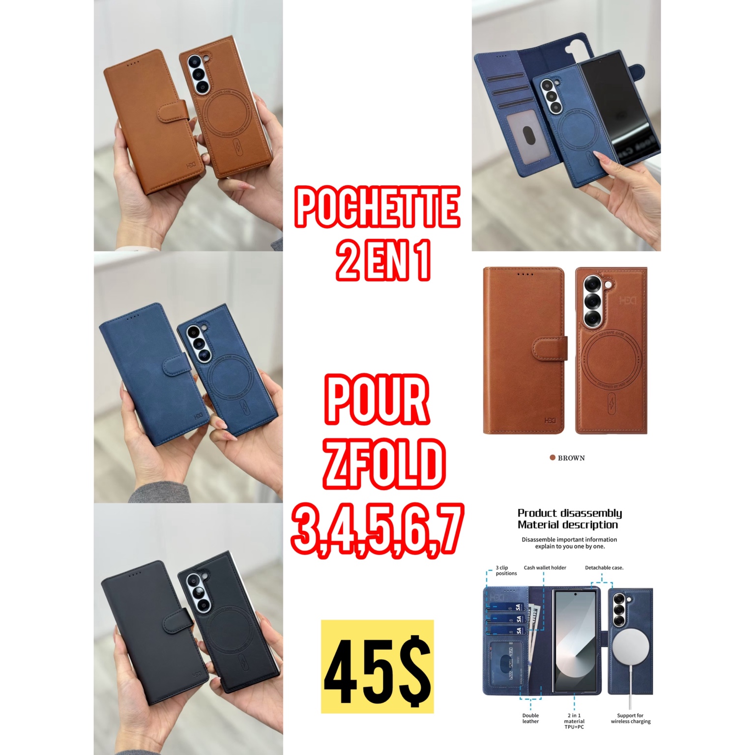 Pochette 2 en 1 MagSafe pour Samsung Z Fold